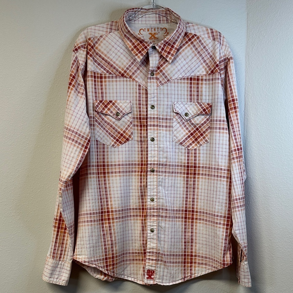 Wrangler 20X Men’s XL Pearl Snap Plaid Western Cowboy Button Shirt